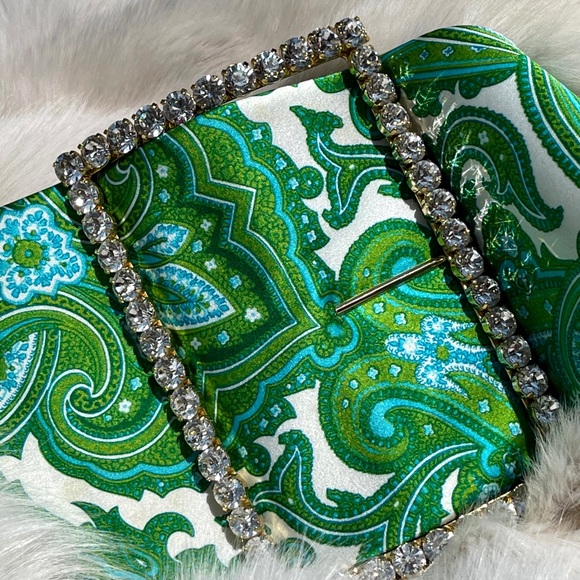 Rare Dolce & Gabbana Runway Green Paisley Belt